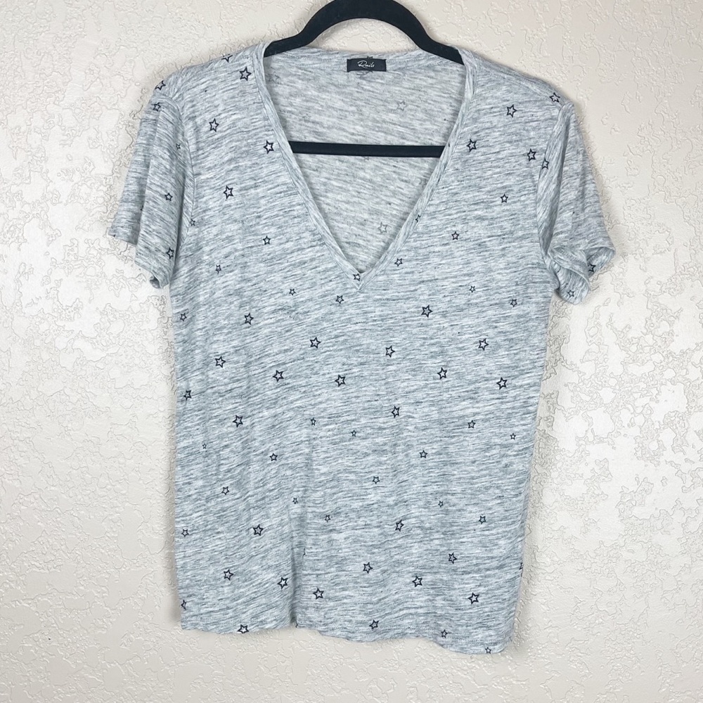 Rails linen blend star printed v neck tee
